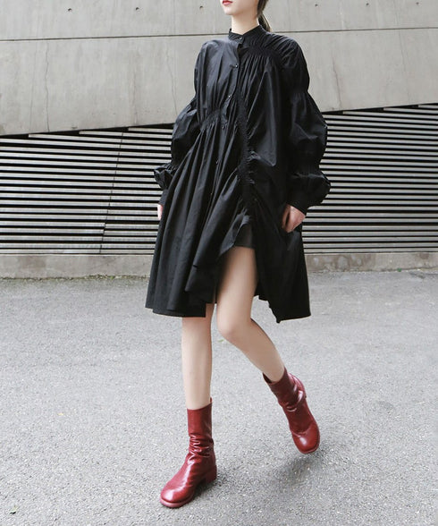 Gather Twist Balloon Shirt Dress
